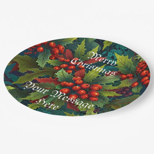 Assiettes En Carton Joyeux Noël Festif Holiday (Angle)