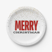 Assiettes En Carton Joyeux Noël Festive Plates Argent Or Détails (Devant)