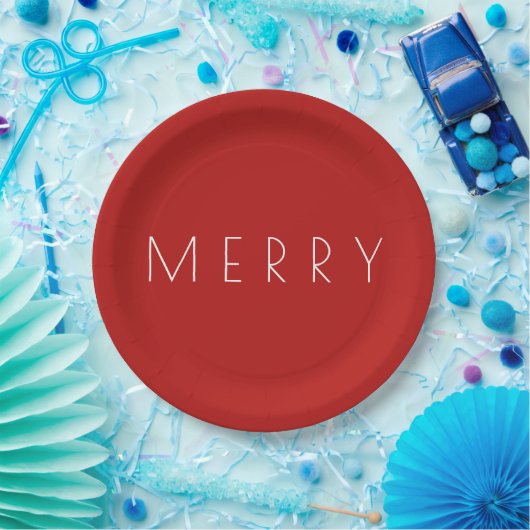 Assiettes En Carton Joyeux Noël Fête Blanche Rouge Minimale (Fête)