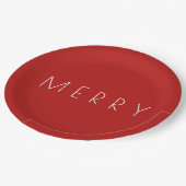 Assiettes En Carton Joyeux Noël Fête Blanche Rouge Minimale (Angle)