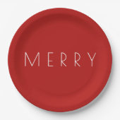 Assiettes En Carton Joyeux Noël Fête Blanche Rouge Minimale (Devant)