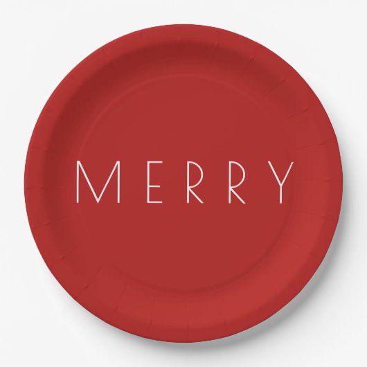 Assiettes En Carton Joyeux Noël Fête Blanche Rouge Minimale (Devant)