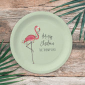 Assiettes En Carton Joyeux Noël Fête Lumières Flamant rose rose