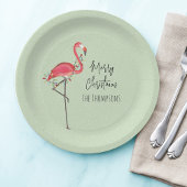 Assiettes En Carton Joyeux Noël Fête Lumières Flamant rose rose