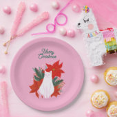 Assiettes En Carton Joyeux Noël Floral Chat (Fête)