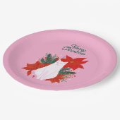 Assiettes En Carton Joyeux Noël Floral Chat (Angle)