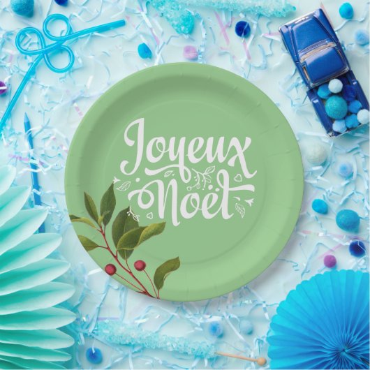 Assiettes En Carton Joyeux Noel Français Joyeux Noël Rouge et Vert (Fête)