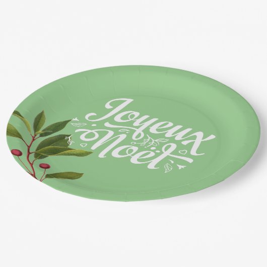 Assiettes En Carton Joyeux Noel Français Joyeux Noël Rouge et Vert (Angle)