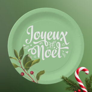 Assiettes En Carton Joyeux Noel Français Joyeux Noël Rouge et Vert