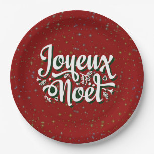 Assiettes En Carton Joyeux Noël Français Texte de Noël 9" Plaque pa
