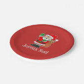 Assiettes En Carton Joyeux Noel French Christmas Père Noël (ON RED) (Angle)