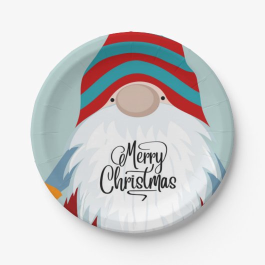Assiettes En Carton Joyeux Noël Gnome (Devant)