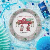 Assiettes En Carton Joyeux Noël Gnome Arbre ferme aquarelle (Fête)