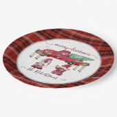 Assiettes En Carton Joyeux Noël Gnome Camion d'aquarelle rouge plaid (Angle)