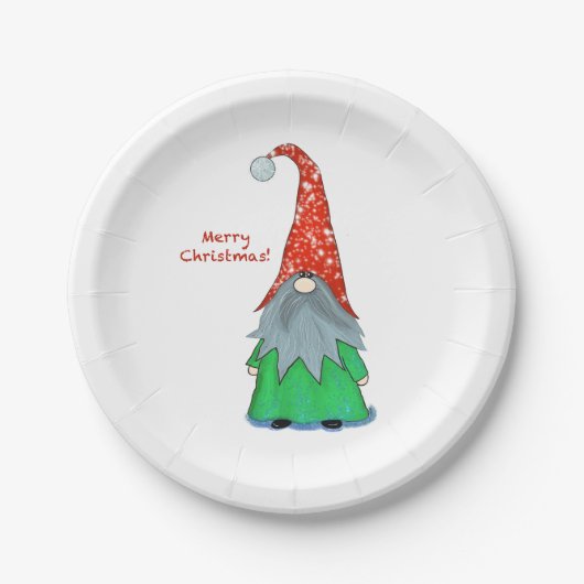 Assiettes En Carton Joyeux Noël Gnome Plaque en papier (Devant)
