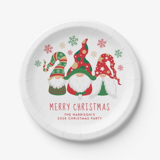 Assiettes En Carton Joyeux Noël Gnomes (Devant)