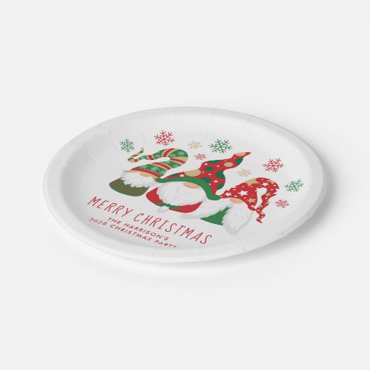 Assiettes En Carton Joyeux Noël Gnomes (Angle)