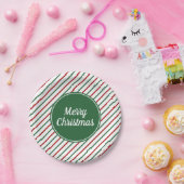 Assiettes En Carton Joyeux Noël Green Stripes (Fête)