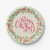 Assiettes En Carton Joyeux Noël Greens Berries (Devant)