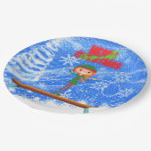 Assiettes En Carton Joyeux Noël Gymnast Elf (Angle)