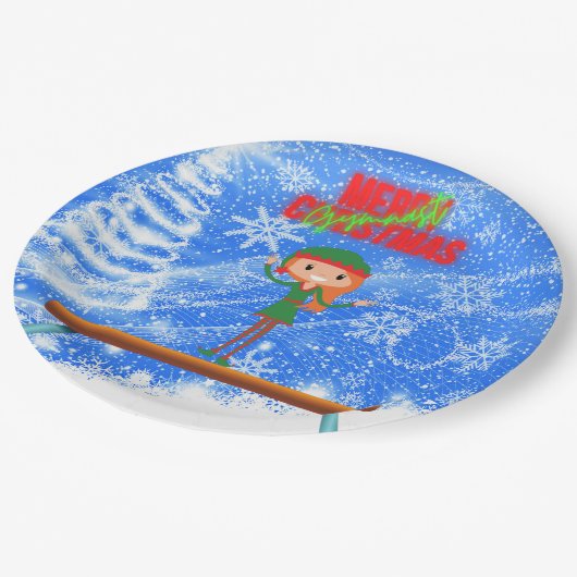 Assiettes En Carton Joyeux Noël Gymnast Elf (Angle)