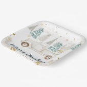 Assiettes En Carton Joyeux Noël hivernal blanc et or Camion (Angulaire)