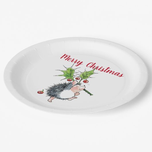Assiettes En Carton Joyeux Noël Holly Hedgehog (Angle)