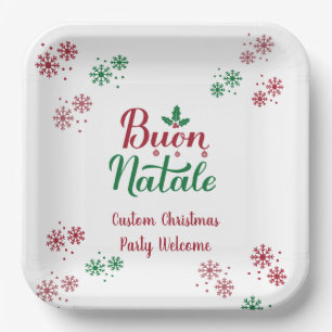 Assiettes En Carton Joyeux Noël italien personnalisé Buon Natale