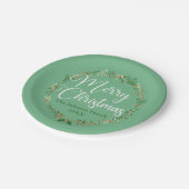 Assiettes En Carton Joyeux Noël Joli Green Wreath fête personnalisée (Angle)