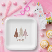Assiettes En Carton Joyeux Noel Joyeux Arbres de Noël Vacances Élégant (Fête)