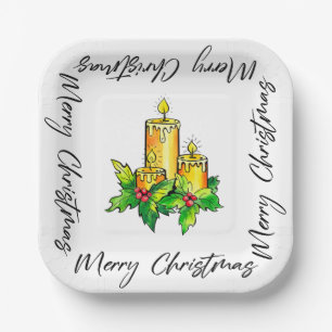 Assiettes En Carton Joyeux Noël Joyeux Jaune Et Bonne Année