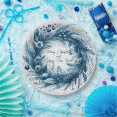 Assiettes En Carton Joyeux Noël Joyeux Nouvel An Couronne Bleue (Fête)