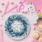 Assiettes En Carton Joyeux Noël Joyeux Nouvel An Couronne Bleue (Fête)