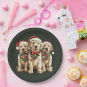 Assiettes En Carton Joyeux Noël Labrador Retriever Père Noël Puppy Chi (Fête)