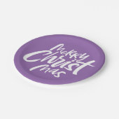 Assiettes En Carton Joyeux Noël Lettres Religieux Violet Moderne (Angle)