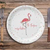 Assiettes En Carton Joyeux Noël mignon Flamant rose Festif Chaîne Lumi