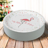 Assiettes En Carton Joyeux Noël mignon Flamant rose Festif Chaîne Lumi