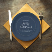 Assiettes En Carton Joyeux Noël mignonne Calligraphie Simple Marine Bl