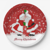 Assiettes En Carton Joyeux Noël Mistletoe Père Noël (Devant)