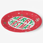 Assiettes En Carton Joyeux Noël moderne Red Festive vacances (Angle)