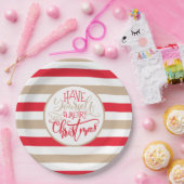 Assiettes En Carton Joyeux Noël moderne rouge et brun brun brun brun (Fête)