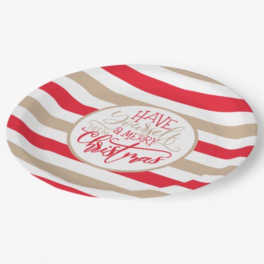 Assiettes En Carton Joyeux Noël moderne rouge et brun brun brun brun (Angle)