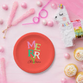 Assiettes En Carton Joyeux Noël moderne Vacances brillantes (Fête)