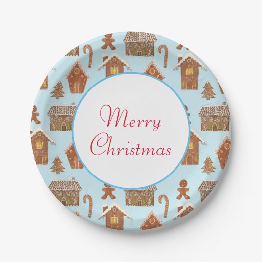 Assiettes En Carton Joyeux Noël Motif de pain d'épices (Devant)