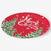 Assiettes En Carton Joyeux Noël Neiges Plaque en papier de Noël (Angle)