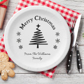 Assiettes En Carton joyeux noël noir et blanc simple moderne chic