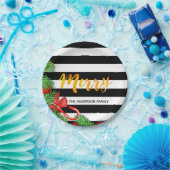 Assiettes En Carton Joyeux Noël noir rayé rouge pin (Fête)