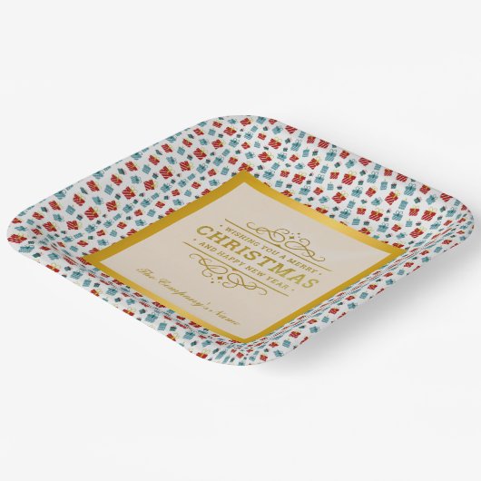 Assiettes En Carton Joyeux Noël & Nouvel An cadeau arrière - plan moti (Angulaire)