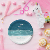 Assiettes En Carton Joyeux Noël Ocean Waves Plaques en papier (Fête)