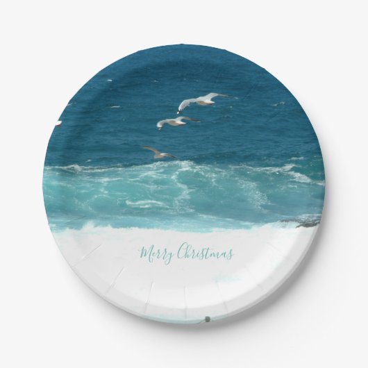 Assiettes En Carton Joyeux Noël Ocean Waves Plaques en papier (Devant)